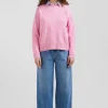 Relax pink wool and cotton crew neck jumper