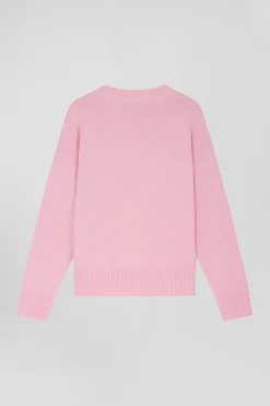 Relax pink wool and cotton crew neck jumper
