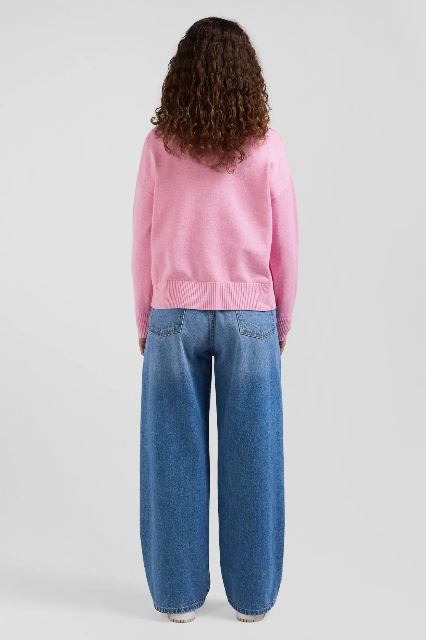 Relax pink wool and cotton crew neck jumper