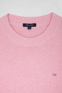 Relax pink wool and cotton crew neck jumper