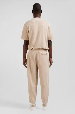 Relax unisex beige brushed cotton fleece jogging bottoms