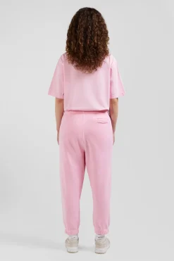 Relax unisex pink brushed cotton fleece jogging bottoms