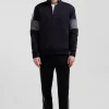 Relaxed black cotton sweatshirt with rugby shirt collar