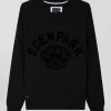 Relaxed black cotton sweatshirt with velvet flocked print
