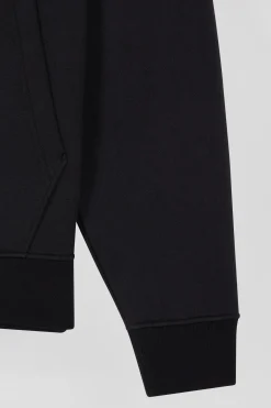 Relaxed black cotton sweatshirt with rugby shirt collar