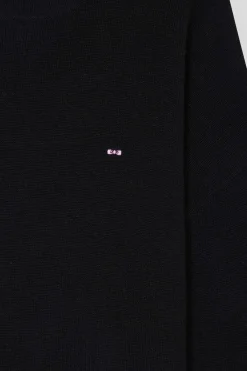 Relaxed black wool and cotton turtleneck jumper