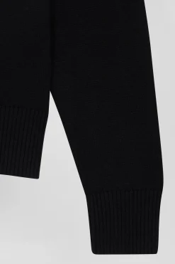 Relaxed black wool and cotton turtleneck jumper