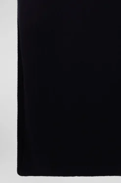 Relaxed black wool and cotton turtleneck dress