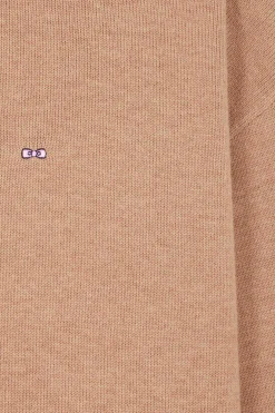 Relaxed brown wool and cotton turtleneck jumper