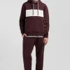 Relaxed burgundy colorblock cotton hoodie