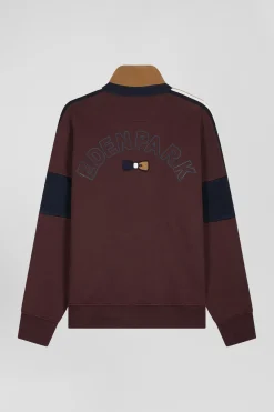 Relaxed burgundy cotton sweatshirt with rugby shirt collar