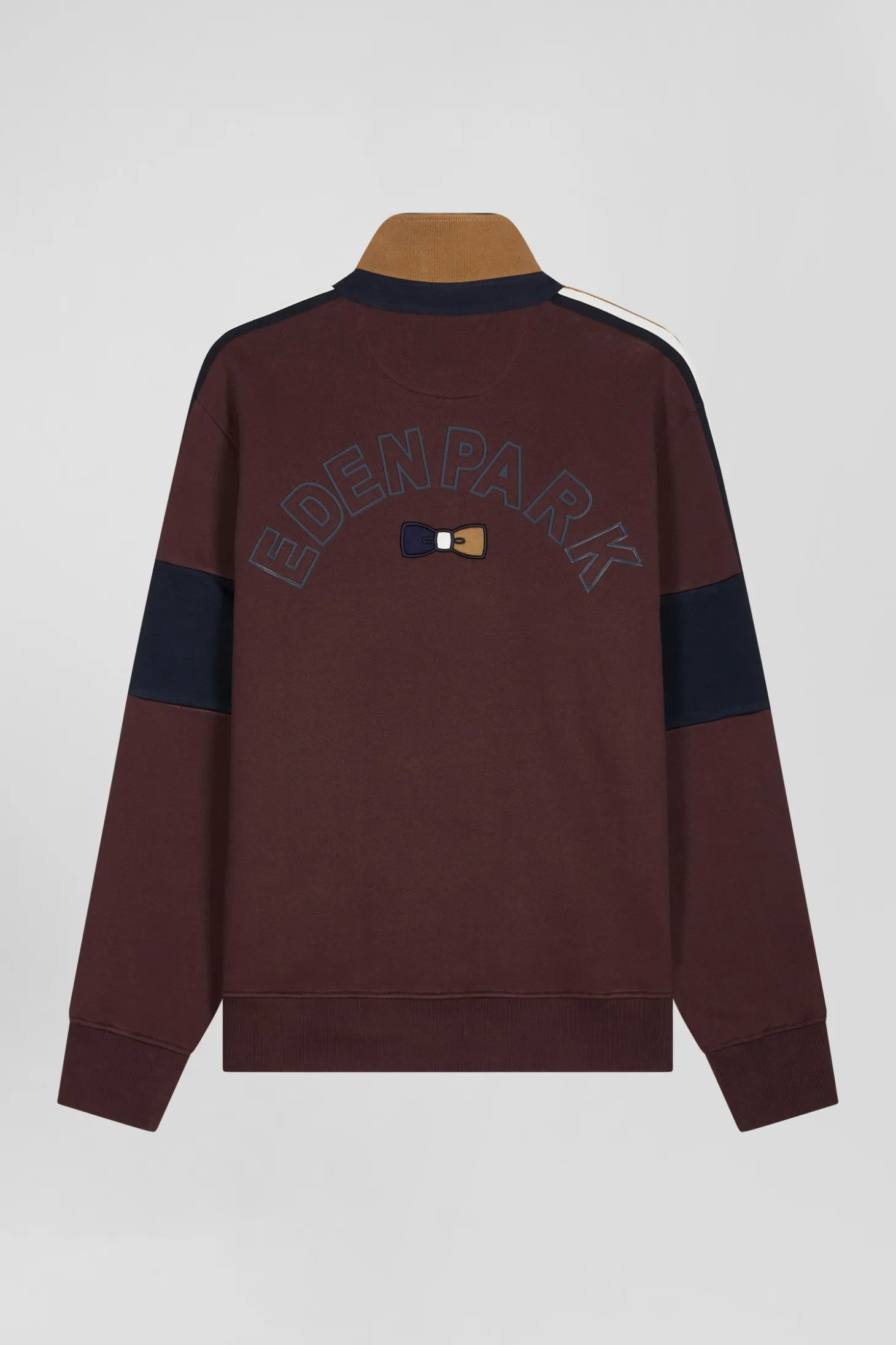 Relaxed burgundy cotton sweatshirt with rugby shirt collar