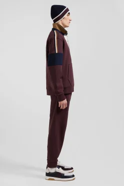 Relaxed burgundy cotton sweatshirt with rugby shirt collar