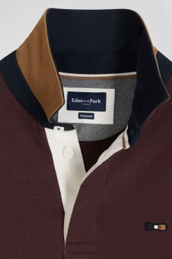Relaxed burgundy cotton sweatshirt with rugby shirt collar