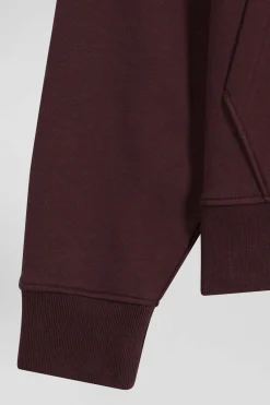 Relaxed burgundy cotton sweatshirt with rugby shirt collar