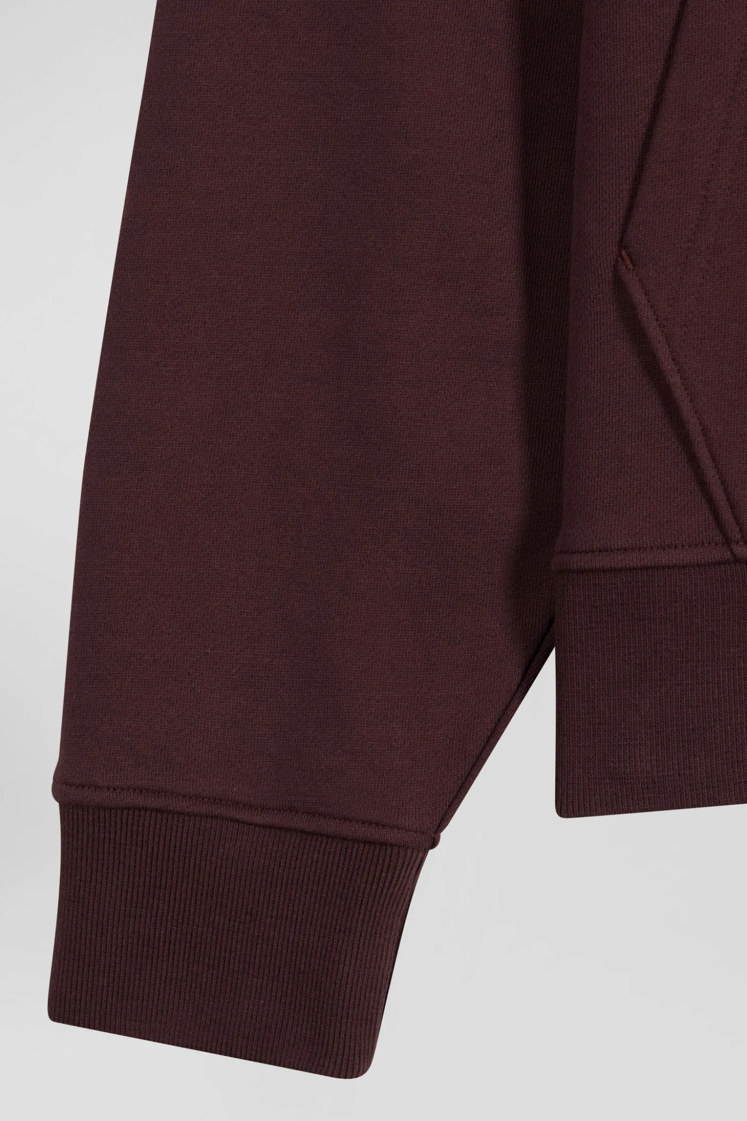 Relaxed burgundy cotton sweatshirt with rugby shirt collar