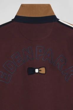 Relaxed burgundy cotton sweatshirt with rugby shirt collar