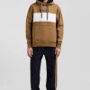 Relaxed camel colorblock cotton hoodie
