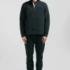 Relaxed green cotton blend sweatshirt with checked patchwork and rugby shirt collar