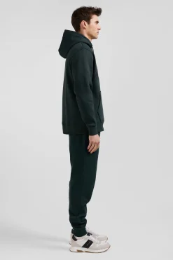 Relaxed green cotton blend hoodie