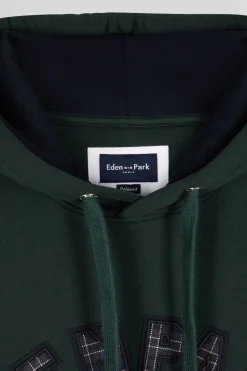 Relaxed green cotton blend hoodie