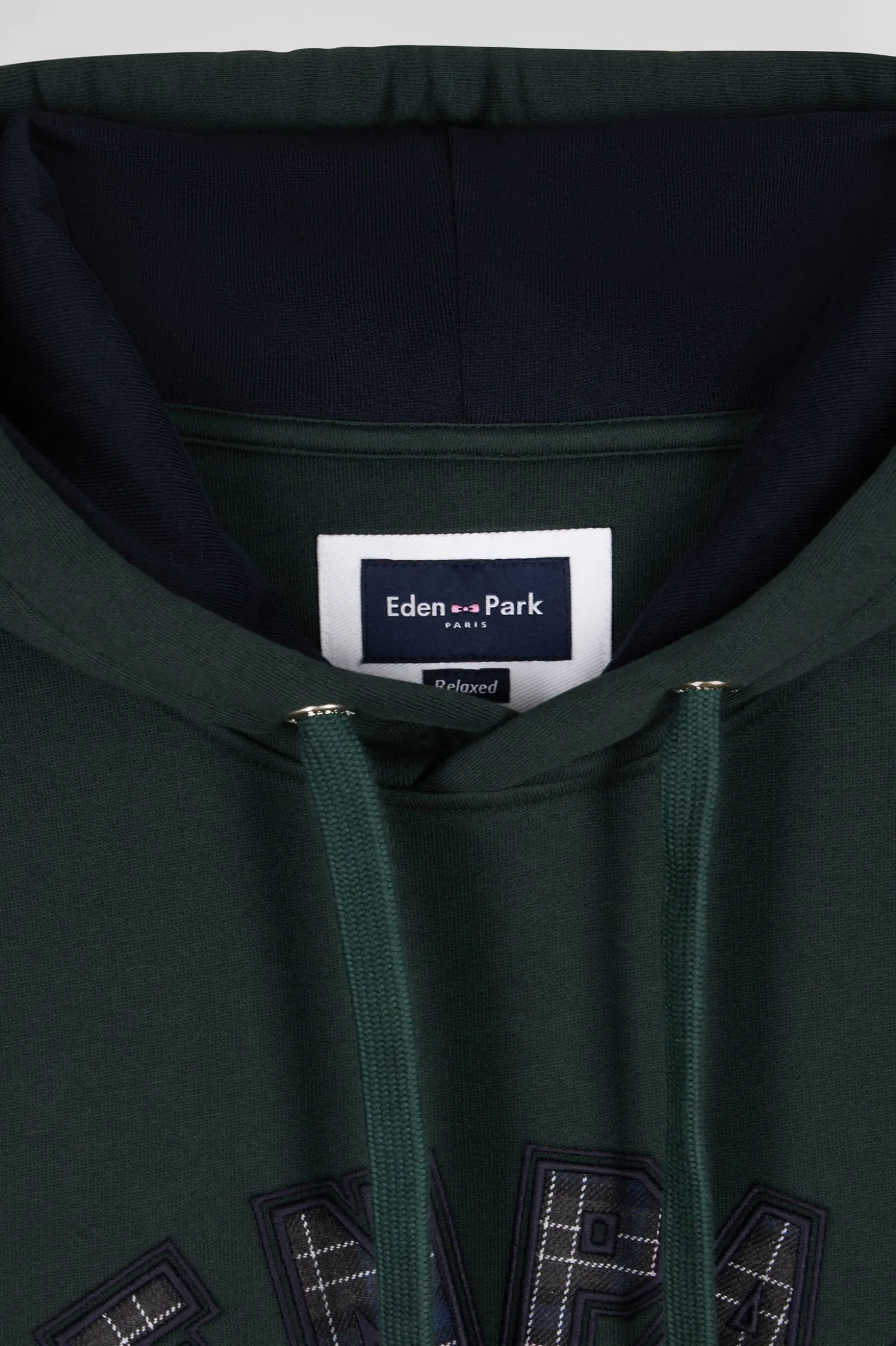 Relaxed green cotton blend hoodie
