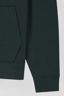Relaxed green cotton blend sweatshirt with checked patchwork and rugby shirt collar
