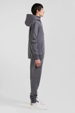 Relaxed grey cotton hoodie