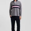 Relaxed grey embroidered long-sleeved cotton rugby shirt