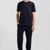 Relaxed navy and sky blue bicolor short-sleeved cotton T-shirt with Eden Park 10 print
