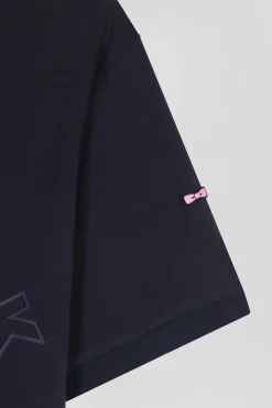 Relaxed navy and sky blue bicolor short-sleeved cotton T-shirt with Eden Park 10 print