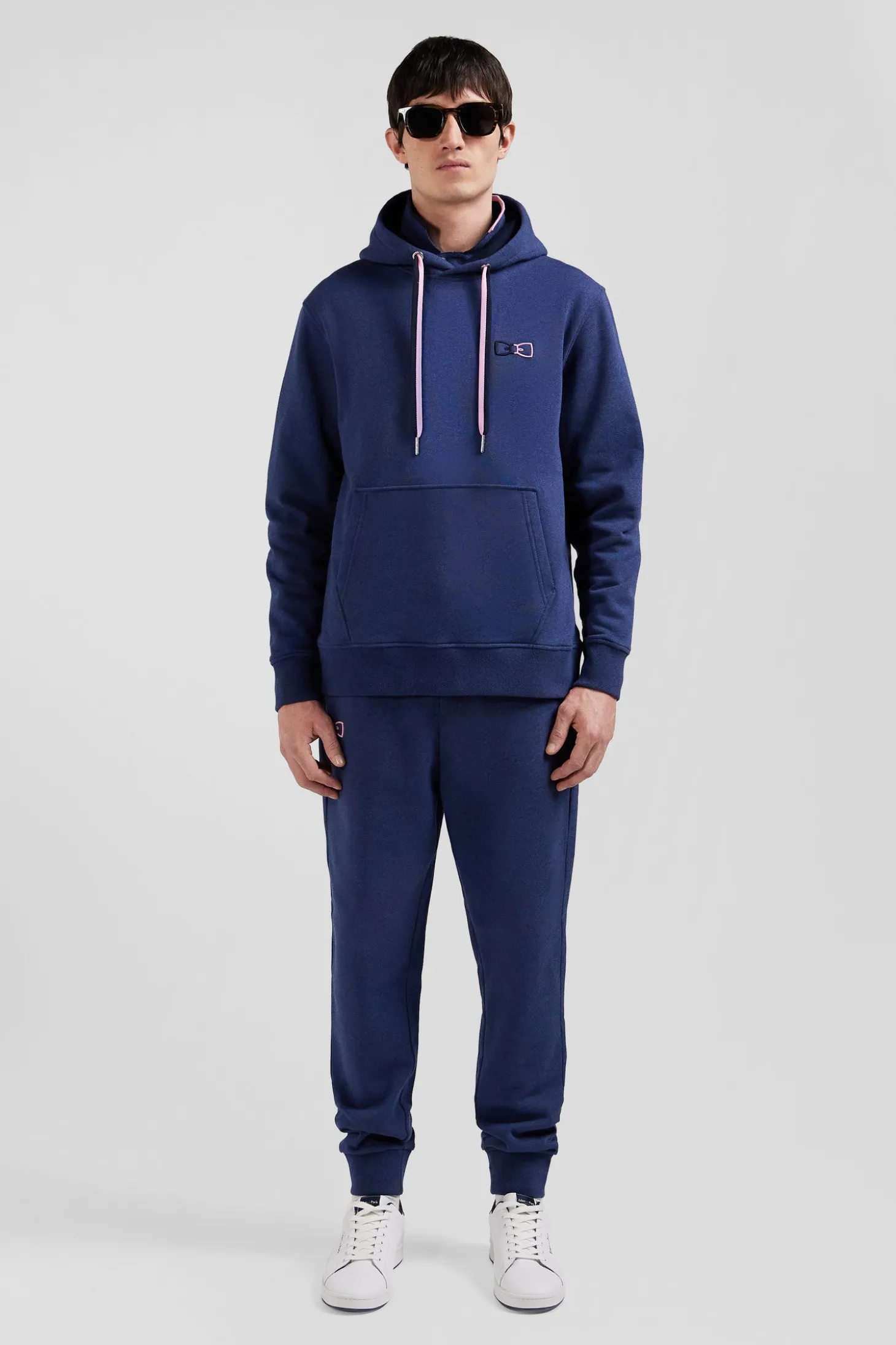 Relaxed navy blue cotton hoodie