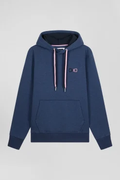 Relaxed navy blue cotton hoodie