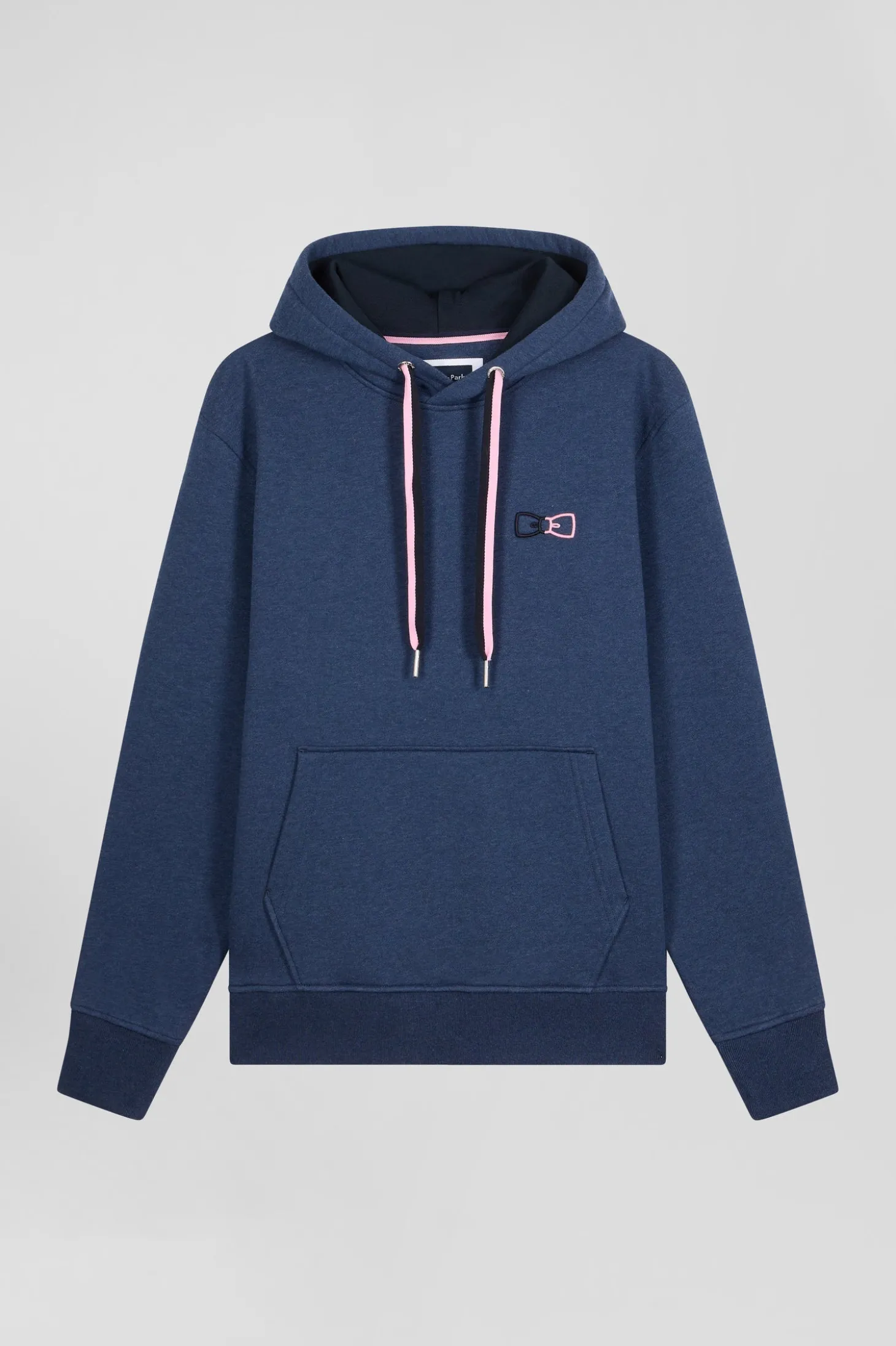 Relaxed navy blue cotton hoodie