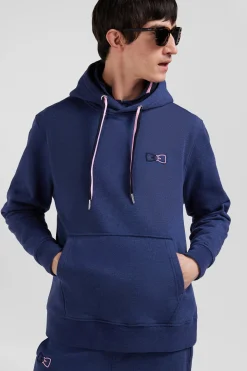 Relaxed navy blue cotton hoodie