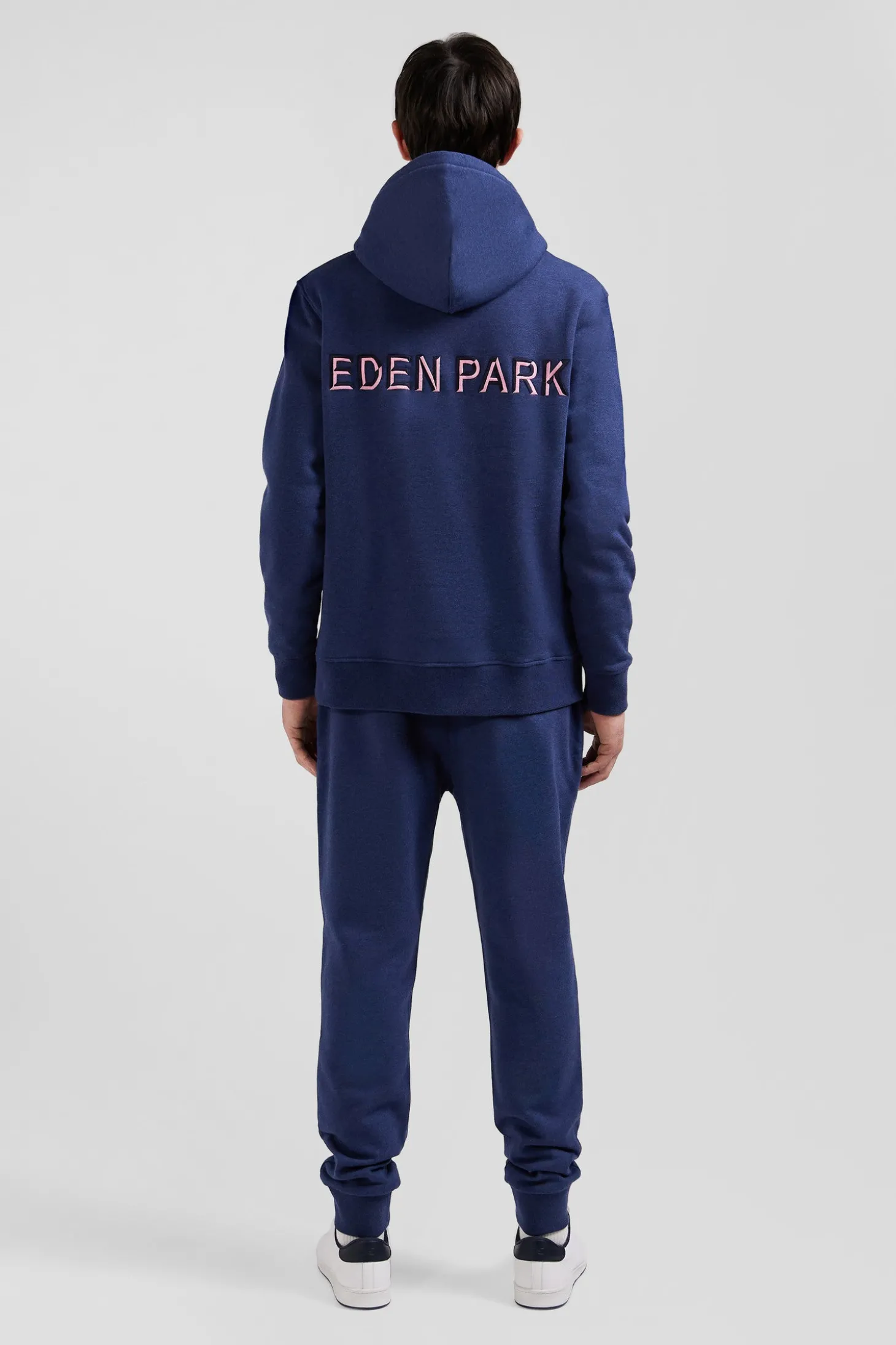 Relaxed navy blue cotton hoodie