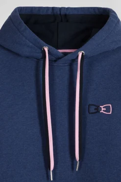 Relaxed navy blue cotton hoodie