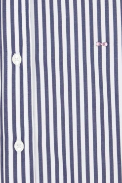 Relaxed navy blue striped cotton shirt