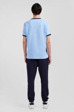 Relaxed sky blue bicolor short-sleeved cotton T-shirt with Eden Park 10 print