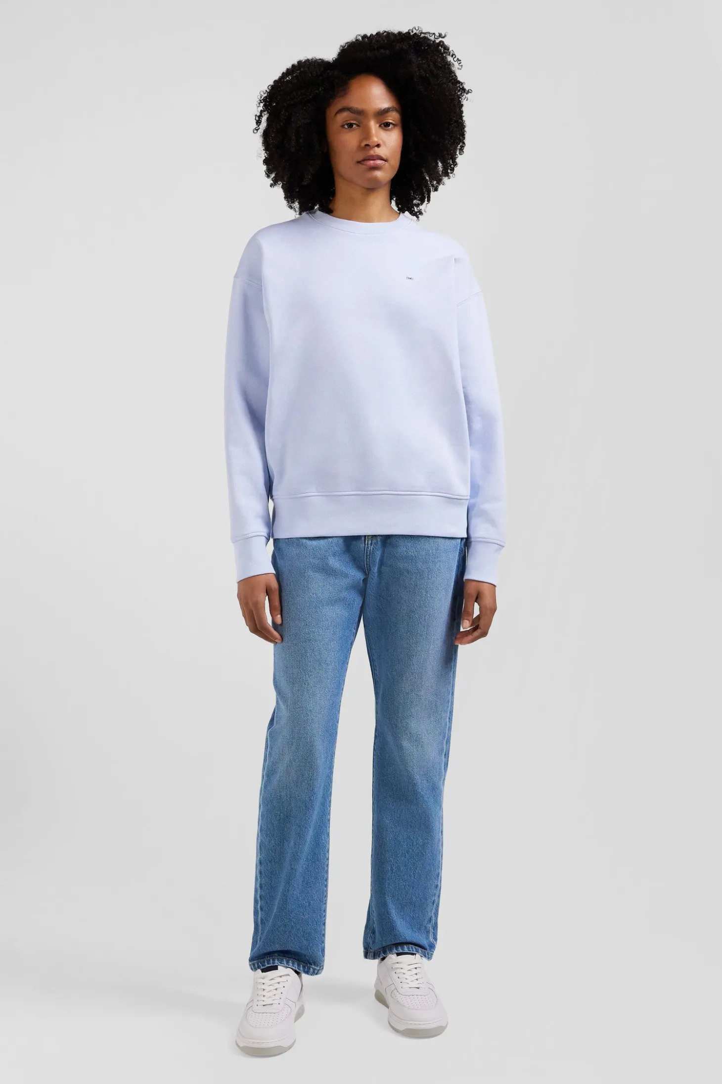 Relaxed sky blue brushed cotton fleece sweatshirt