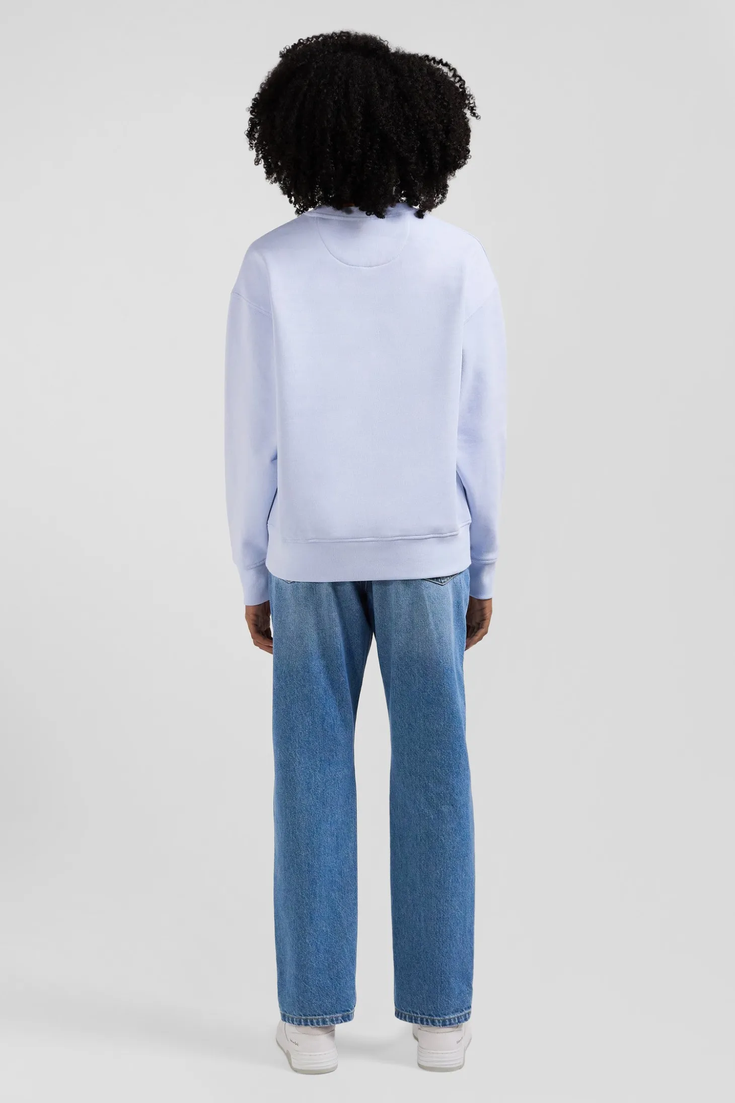 Relaxed sky blue brushed cotton fleece sweatshirt