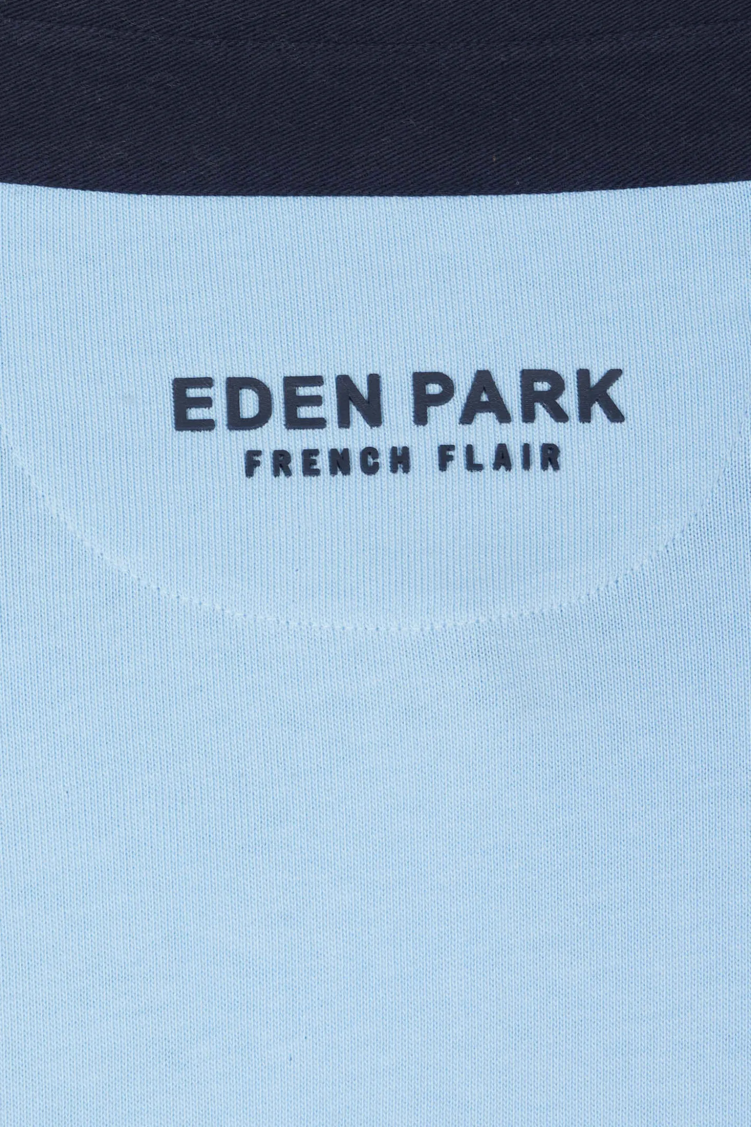 Relaxed sky blue embroidered long-sleeved cotton rugby shirt