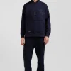 Relaxed sky blue mixed cotton sweatshirt with padded embroidery