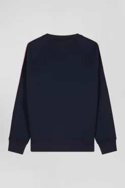 Relaxed sky blue mixed cotton sweatshirt with padded embroidery