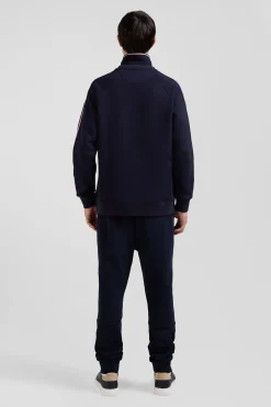 Relaxed sky blue mixed cotton sweatshirt with padded embroidery