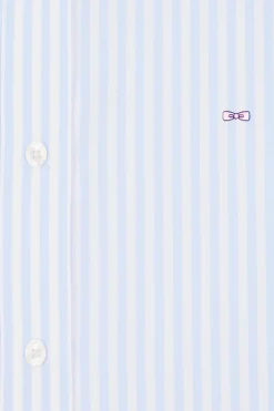 Relaxed sky blue striped cotton shirt