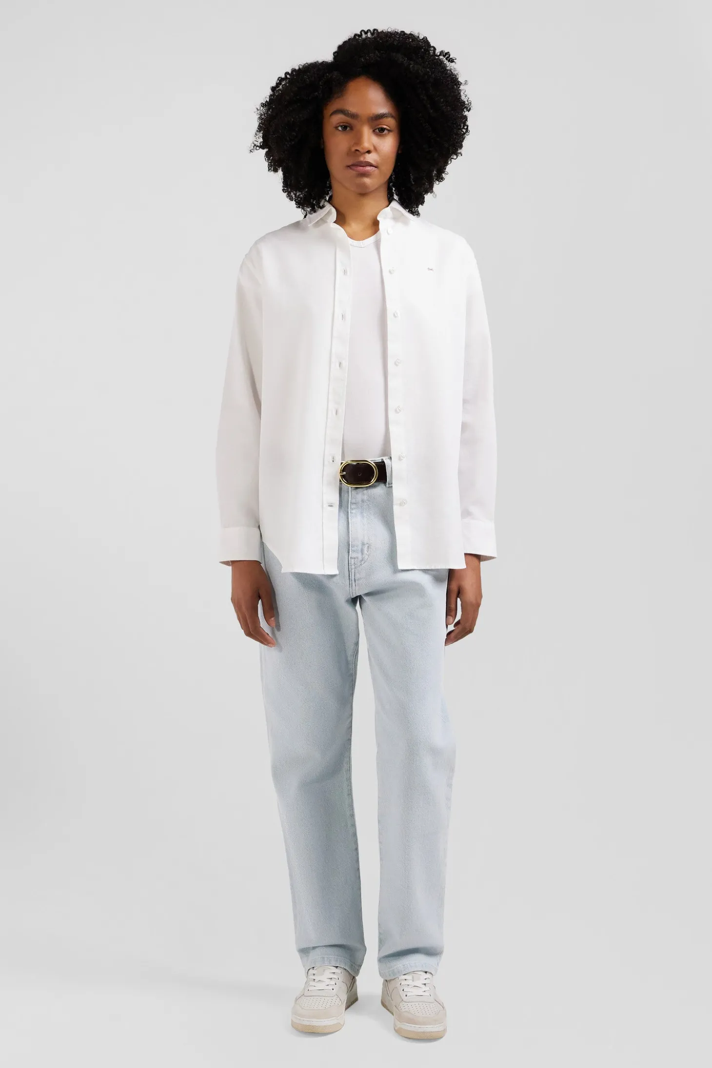 Relaxed white cotton poplin shirt