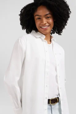 Relaxed white cotton poplin shirt