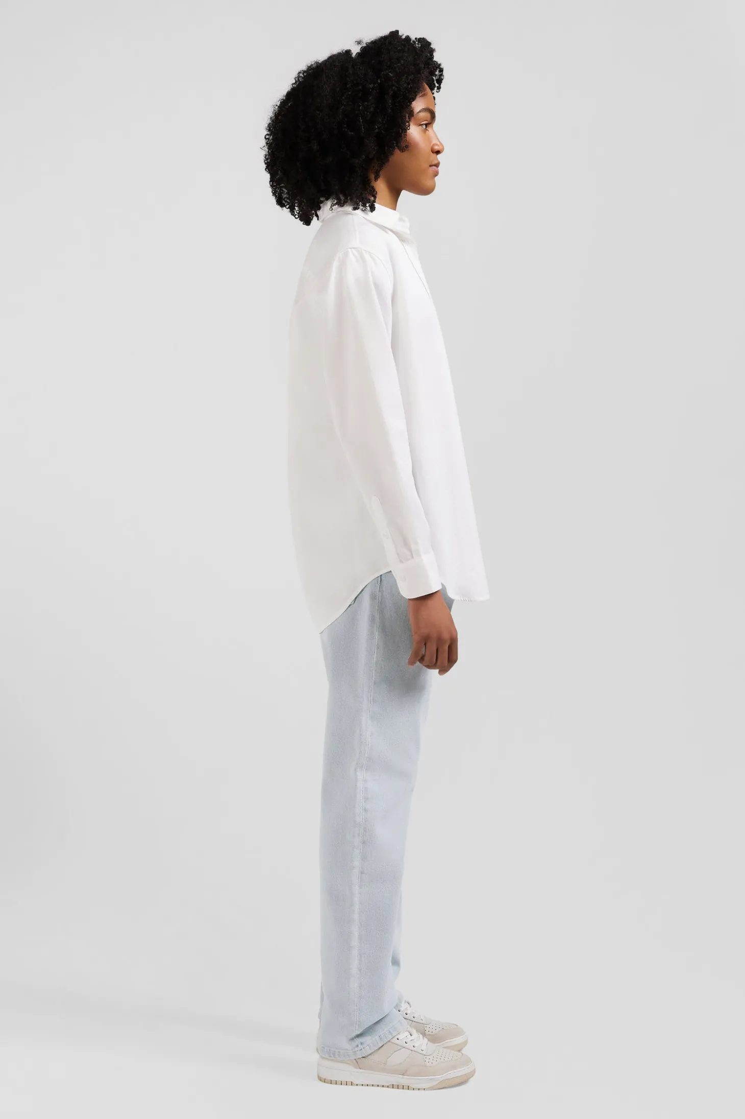 Relaxed white cotton poplin shirt