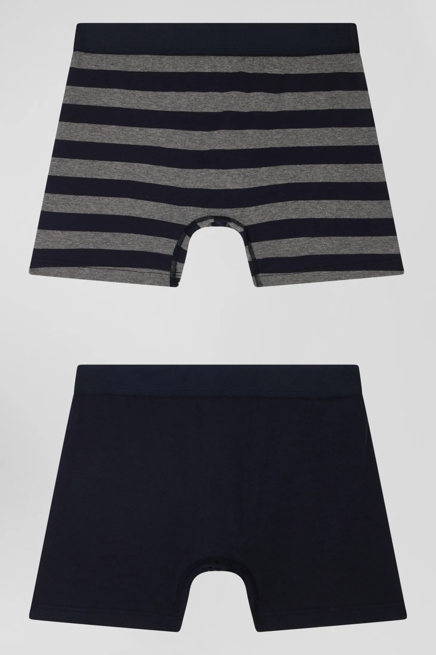 Set of 2 anthracite grey striped and solid stretch cotton boxers